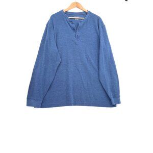 L.L. Bean Blue XXL Tall Henley Shirt Long Sleeve 100% Cotton Traditional Fit